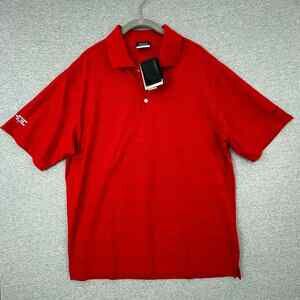 Nike Golf Shirt Mens Medium Red Polo Short Sleeve Fit Dry Collar Logo